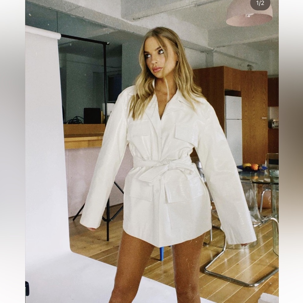 Lioness White Vegan Leather Blazer Dress NWT